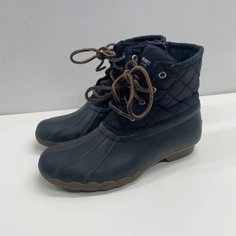 Girls Sperry Saltwater Core Black Rubber Boots [STS94063] Size 3